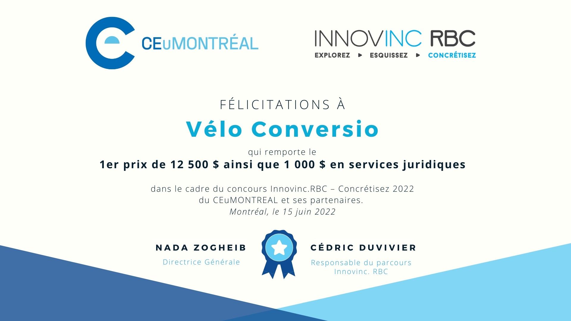 Vélo Conversio - 1er Innovinc. RBC - Concrétisez 7e édition